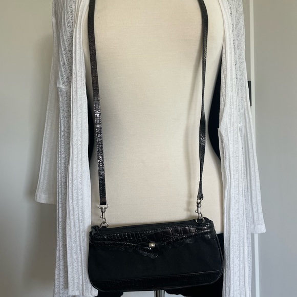 Black Moc Crocodile and Canvas - Small bag with removable strap. - Picture 3 of 9